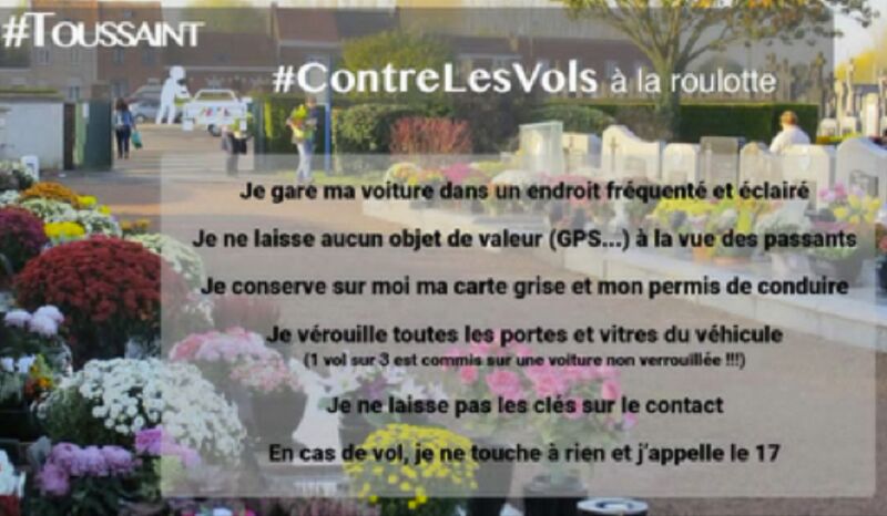 Vigilance à la  Toussaint  près des cimetières. 