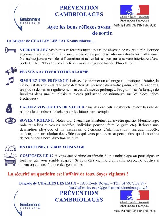 SECURISATION : PREVENTION CONTR LES CAMBRIOLAGES