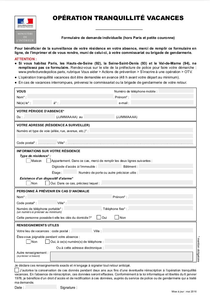 Opération tranquilité vacances
