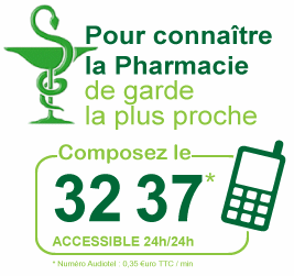 ➕ Connaître votre pharmacie de garde au 3237