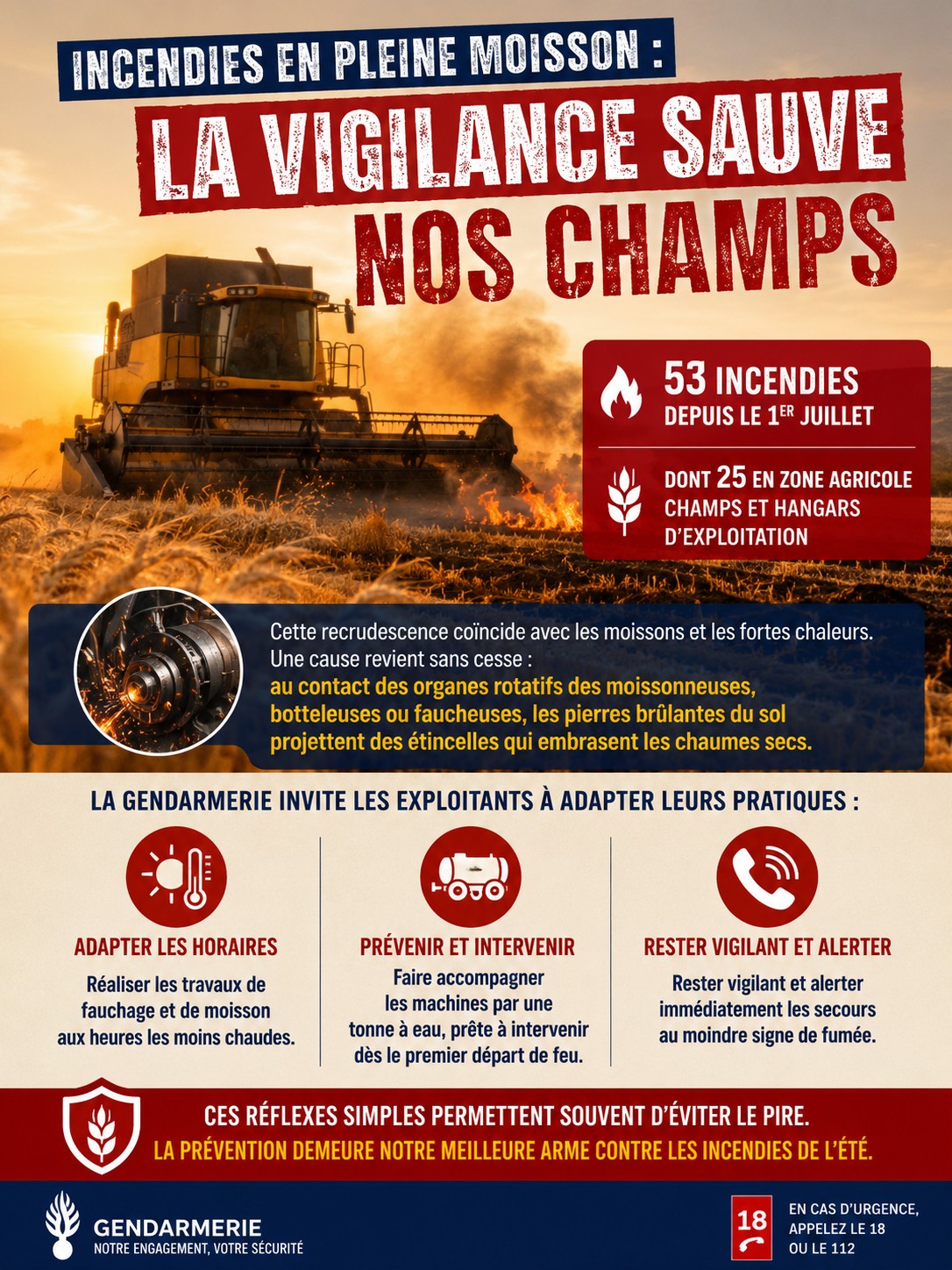  Fortes chaleurs : prévenir les feux de moisson