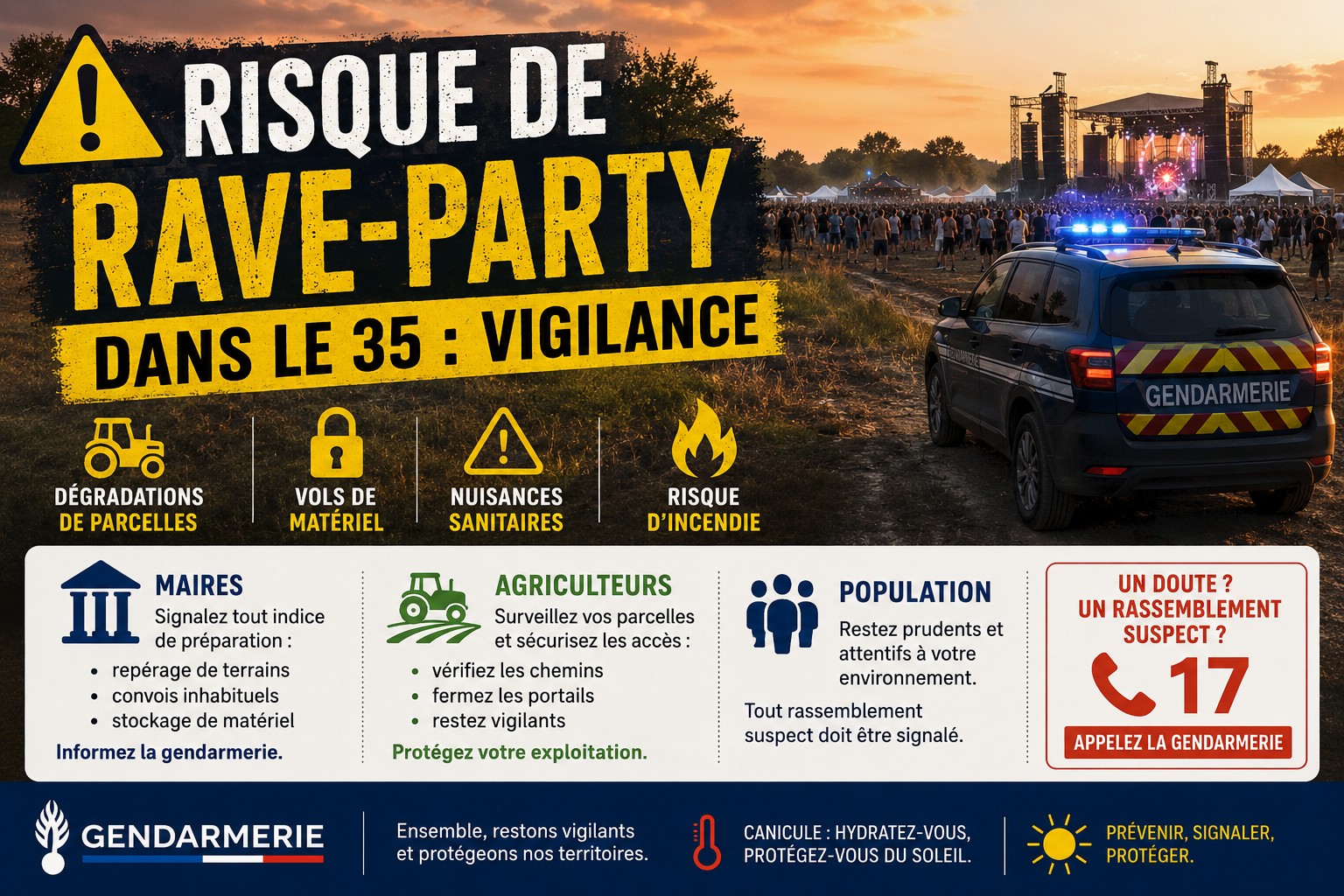 Risque de rave-party dans le 35 : vigilance